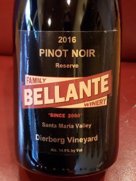 Bellante Family Winery - Pinot Noir Reserve - Dierburg Vineyard - 2016