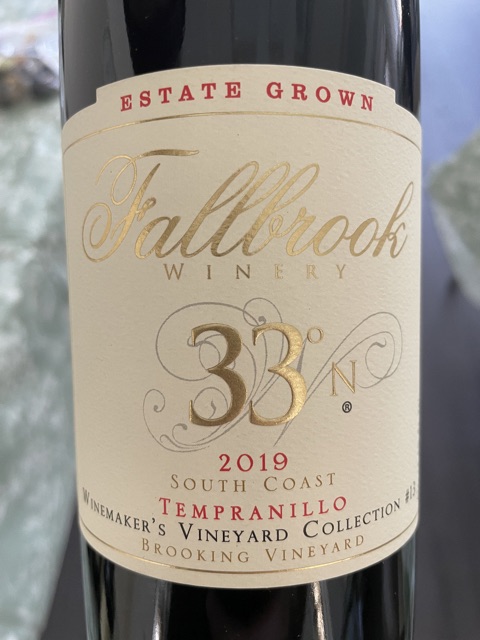 Fallbrook - Brooking Vineyard 33°N Winemaker's Vineyard Collection Tempranillo - 2019
