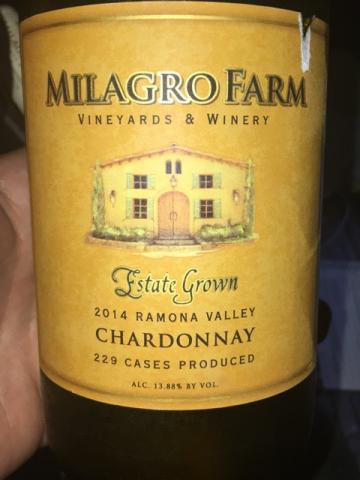 Milagro Farm - Estate Grown Chardonnay - 2014