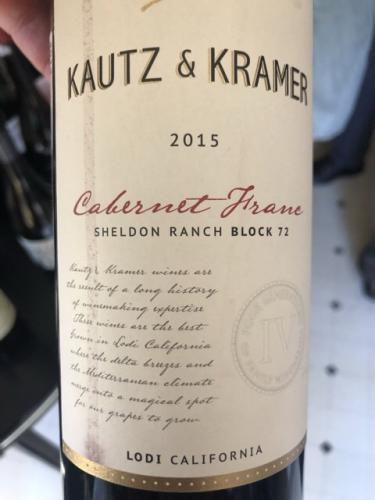 Kautz &amp; Kramer - Sheldon Ranch Block 72 Cabernet Franc - 2015